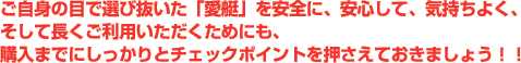 ご自身の目で選び抜いた「愛艇」を安全に、安心して、気持ちよく、そして長くご利用いただくためにも、購入までにしっかりとチェックポイントを押さえておきましょう！！